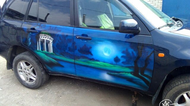 Аэрография на авто. Chery Tiggo